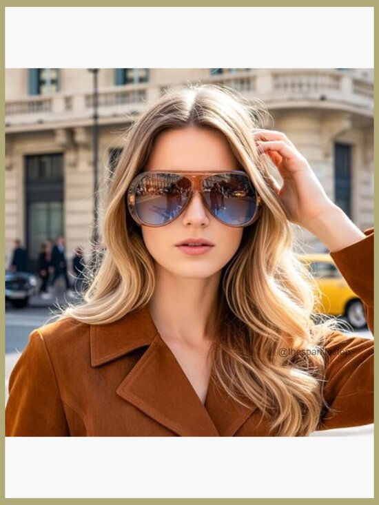 Retro Oversized Aviator Sunglasses Vintage 70s Style Big Square Shield main image 5